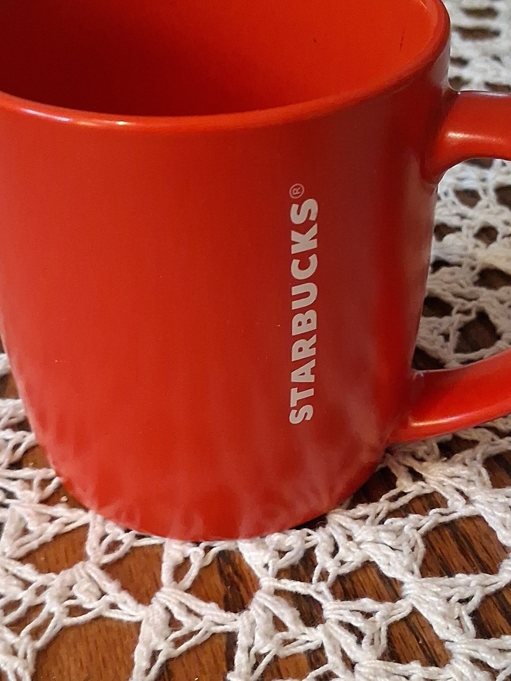 Starbucks Bright Red Ceramic Coffee Mug with Vertical Logo